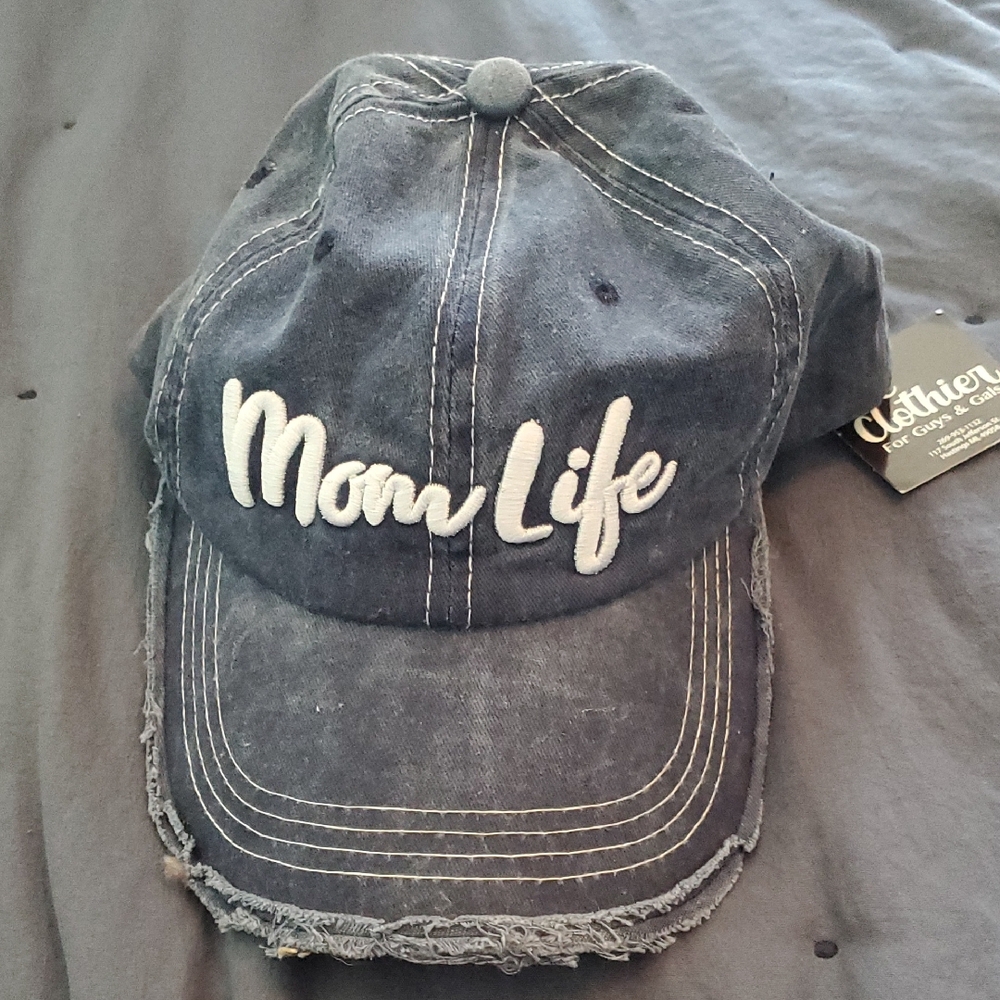 Mom Life Distressed Denim Cap
